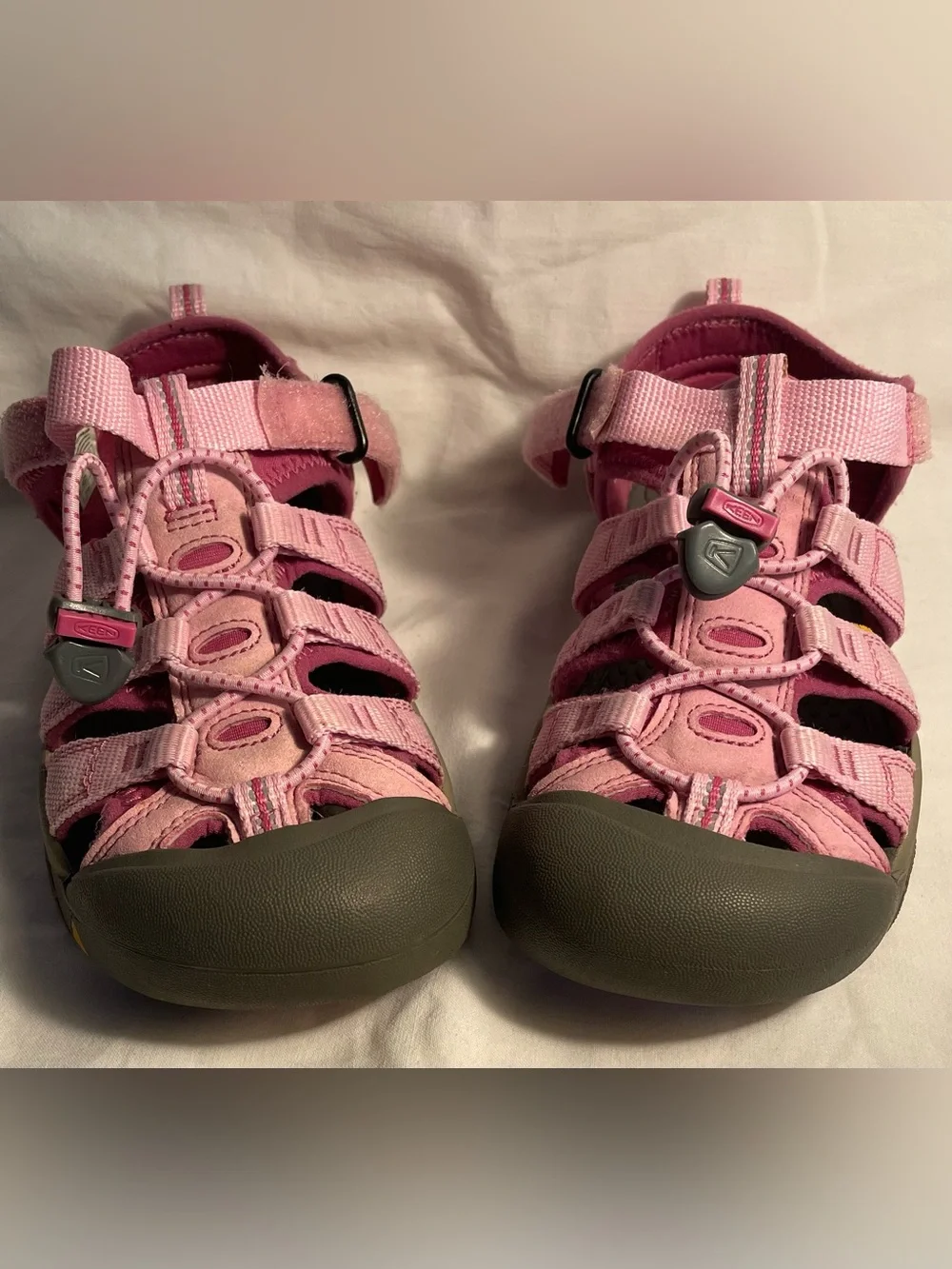 KEEN Newport H2 sandals for kids in a pink and gray colorway Adventure Sandals